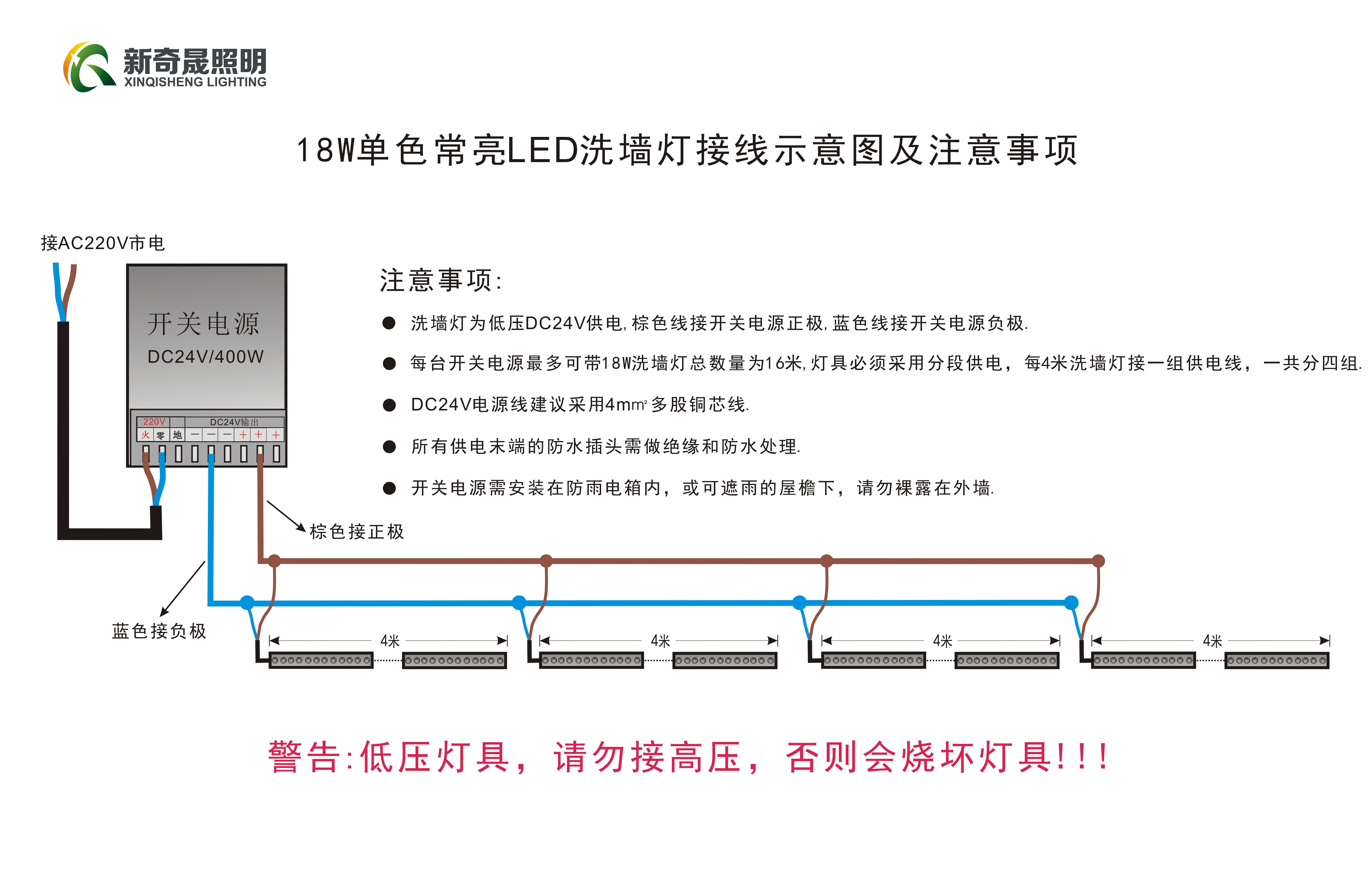 18W洗墻燈接線圖